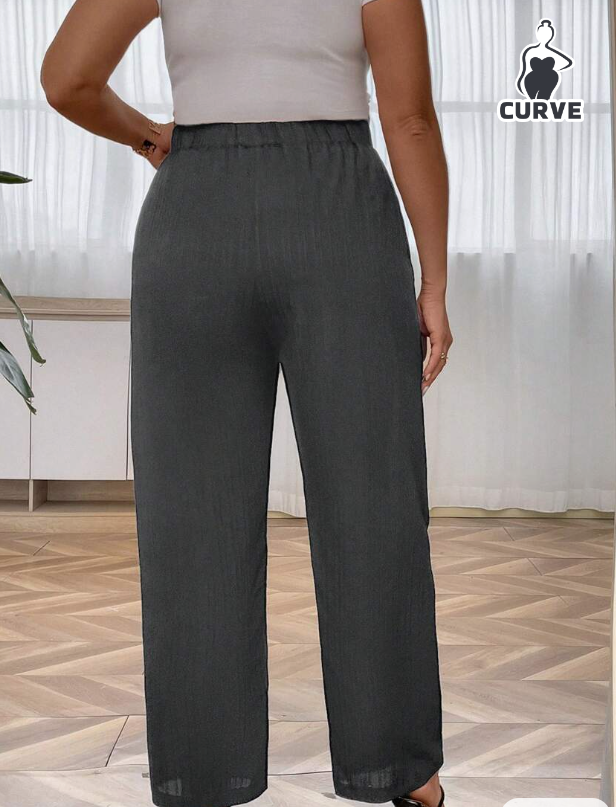 👖 Pantalón Recto Elegante - Negro y Gris - Talla XL-3