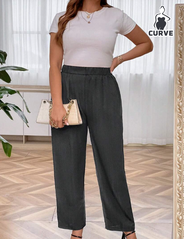 👖 Pantalón Recto Elegante - Negro y Gris - Talla XL-4