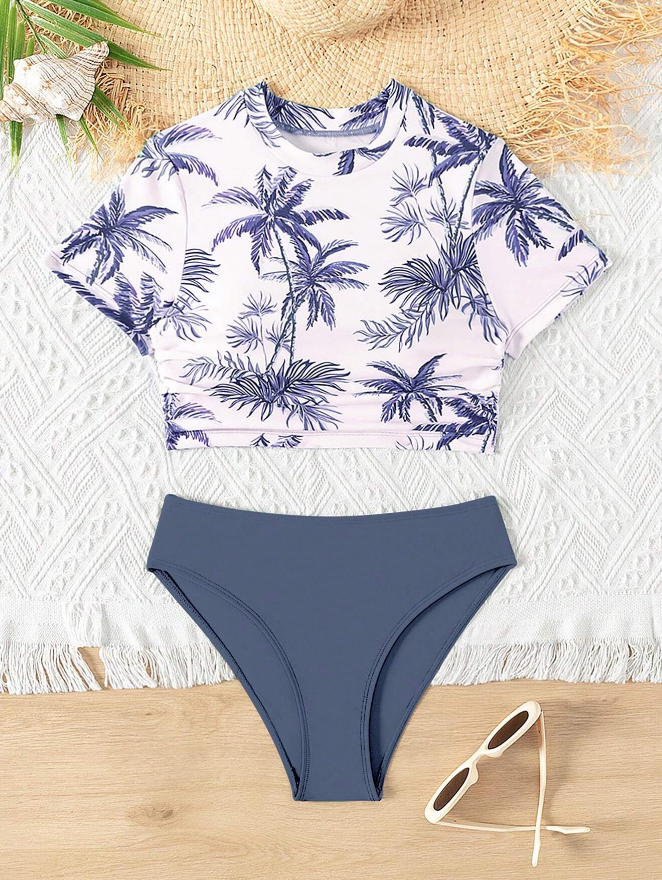🌴 Bikini Infantil – Estampado Tropical + Bottom Unicolo - 8 años-7