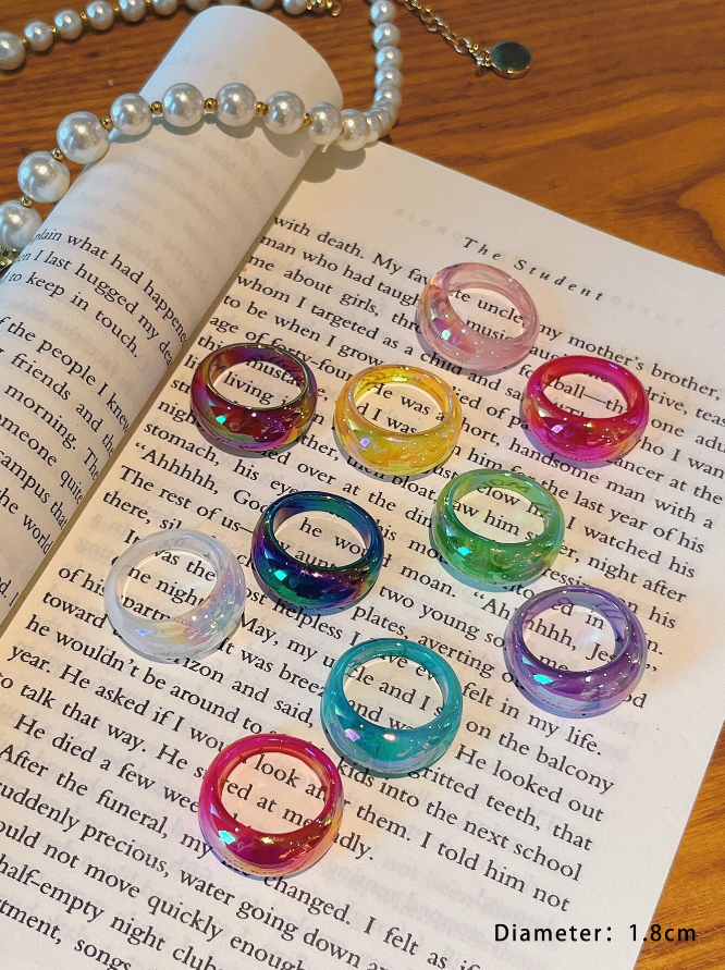 Anillos de Resina Multicolor con Efecto Brillante ✨-3