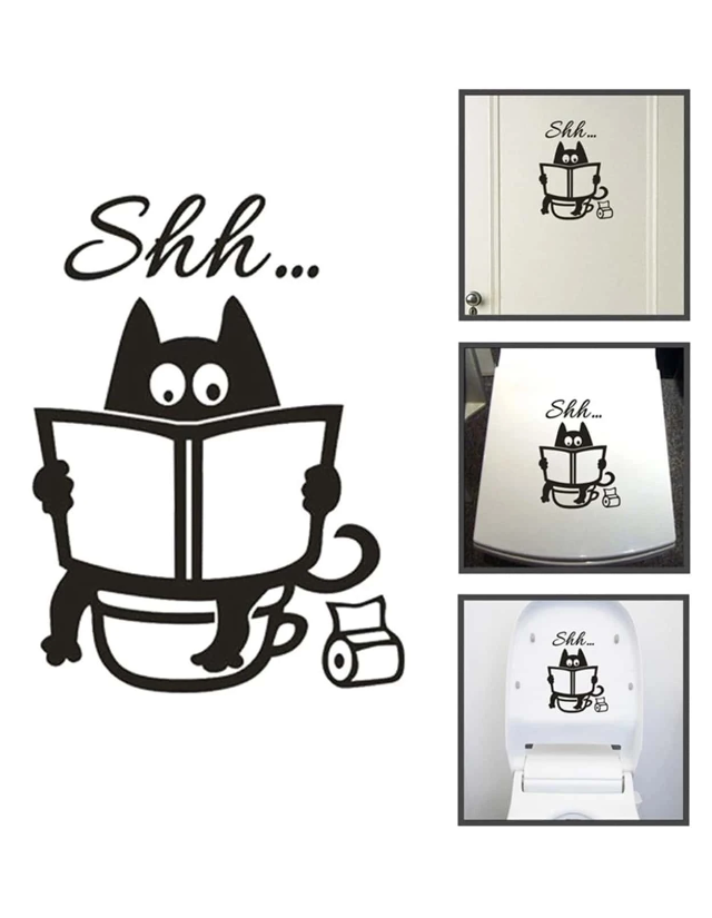 Adhesivo Decorativo "Gato en el Baño"-1