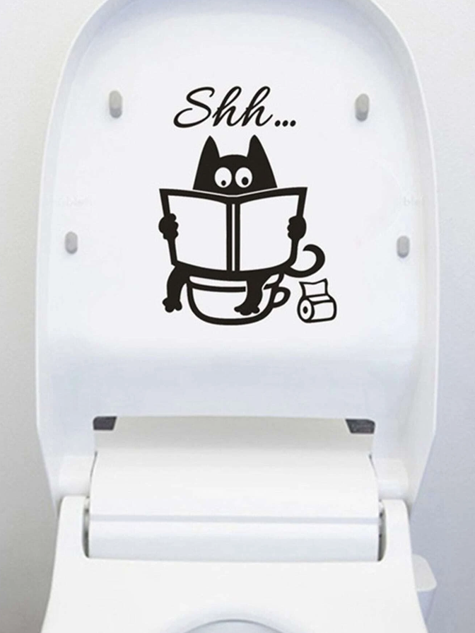 Adhesivo Decorativo "Gato en el Baño"-2