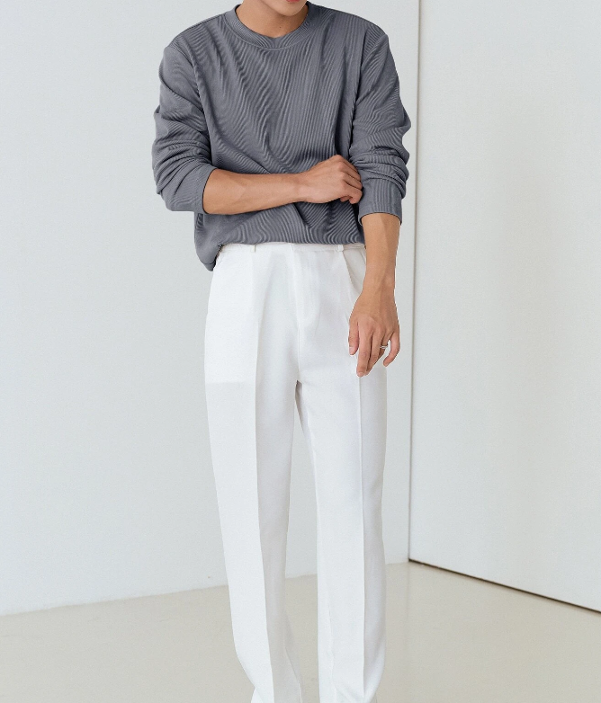 Suéter de Canalé Oversized en Neblina Azul-4
