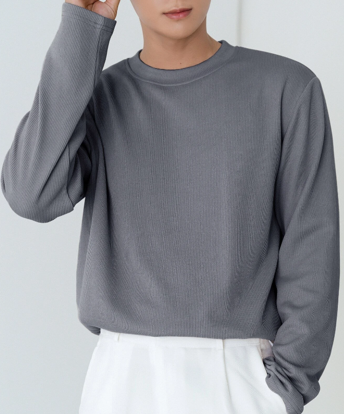 Suéter de Canalé Oversized en Neblina Azul-5