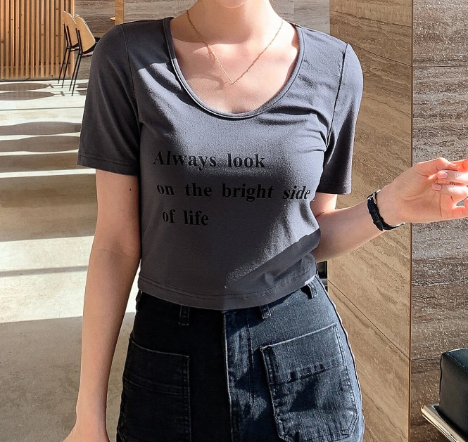 Camiseta Casual con Estampado de Frase-3