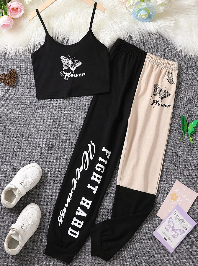 Conjunto Deportivo de 2 Piezas con Estampado de Mariposa-2