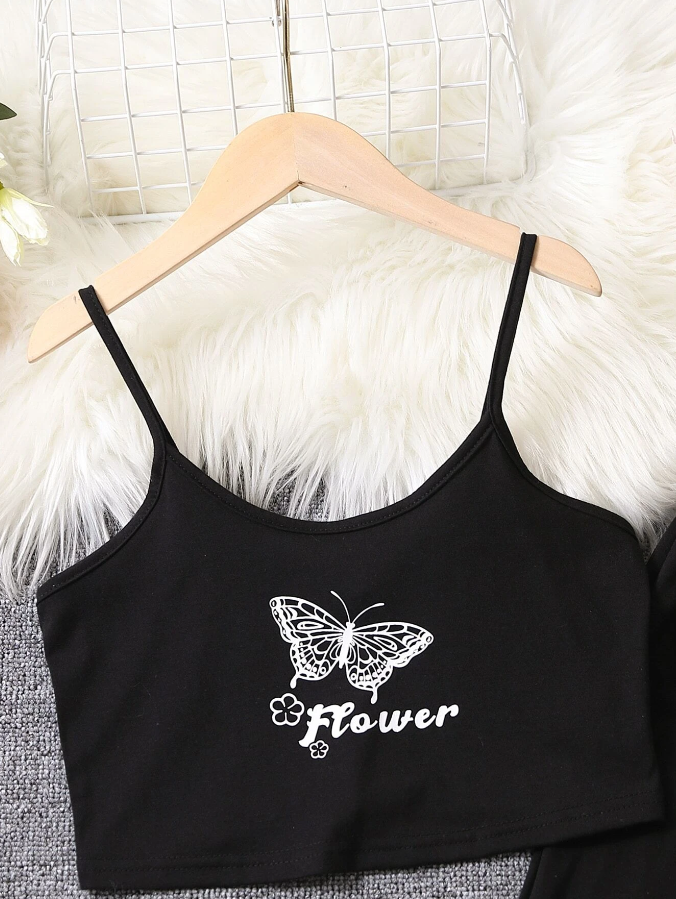 Conjunto Deportivo de 2 Piezas con Estampado de Mariposa-5