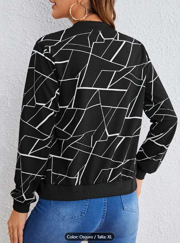 Chaqueta Casual - Estilo Gráfico Geométrico-1