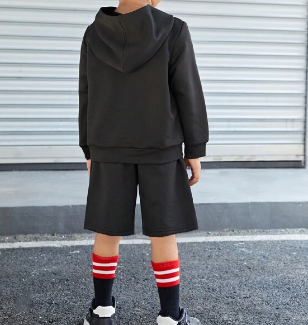 Conjunto de 2 Piezas con Sudadera de Dibujos Animados y Shorts Deportivos - Talla 7 años-2