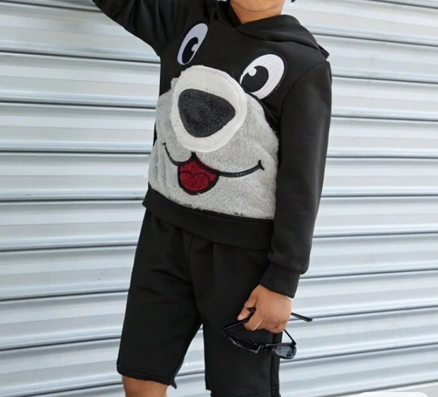 Conjunto de 2 Piezas con Sudadera de Dibujos Animados y Shorts Deportivos - Talla 7 años-5