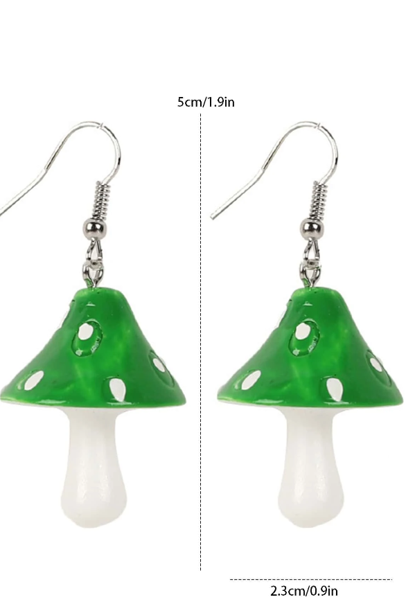 Pendientes con Diseño de Setas - Verde-3