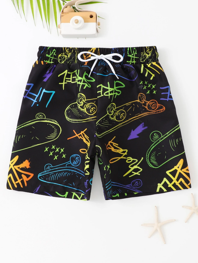 Shorts de Natación Infantil – Skate & Letra - Talla 13 a 14 años-2