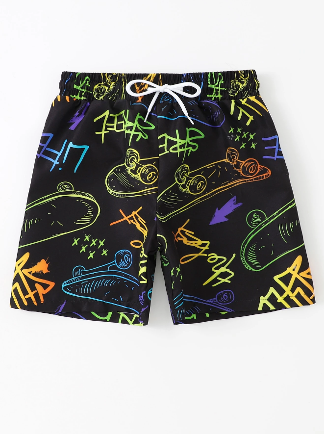 Shorts de Natación Infantil – Skate & Letra - Talla 13 a 14 años-4