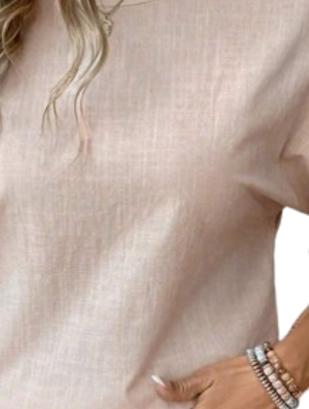 🍑 Blusa de Manga Media y Cuello Redondo Unicolor - Talla XL-2