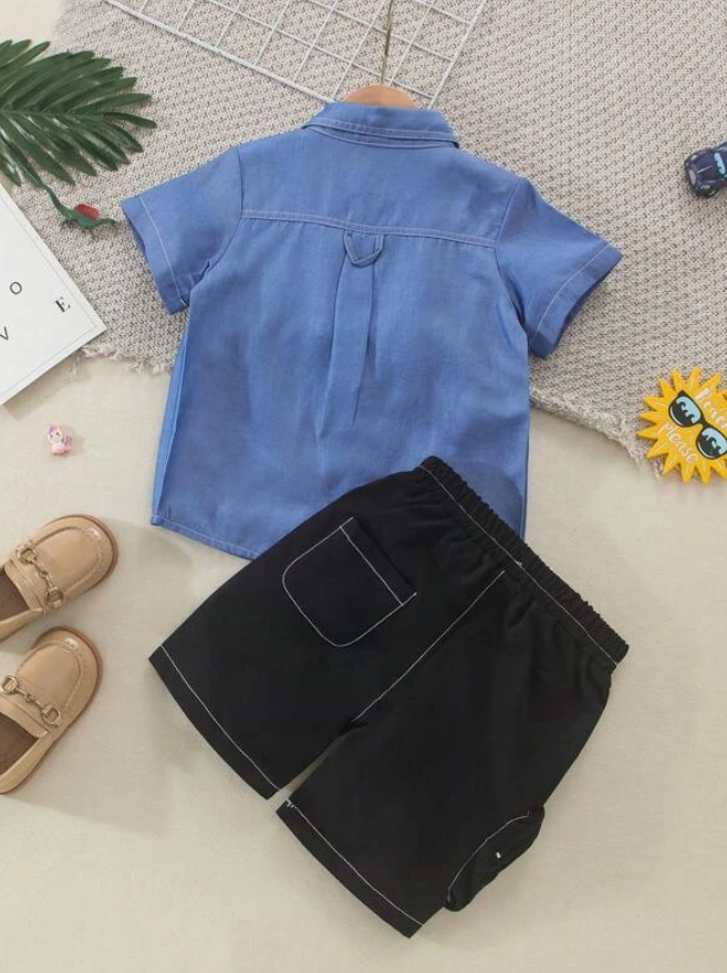Conjunto Infantil de 3 Piezas - Camisa, Camiseta sin Mangas y Shorts-5