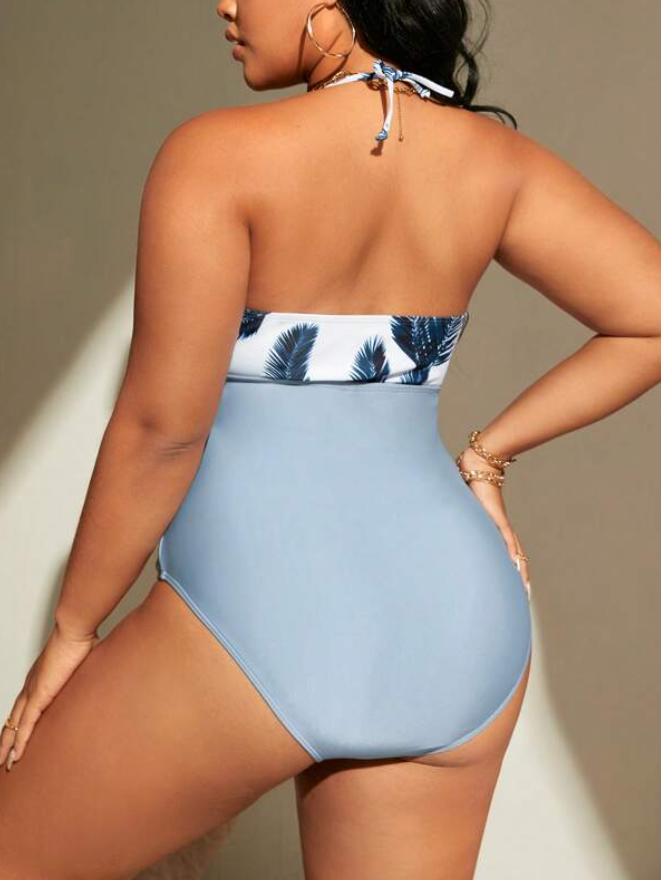 Traje de Baño Plus Size con Estampado Tropical 🌊✨ - Talla 2XL-2