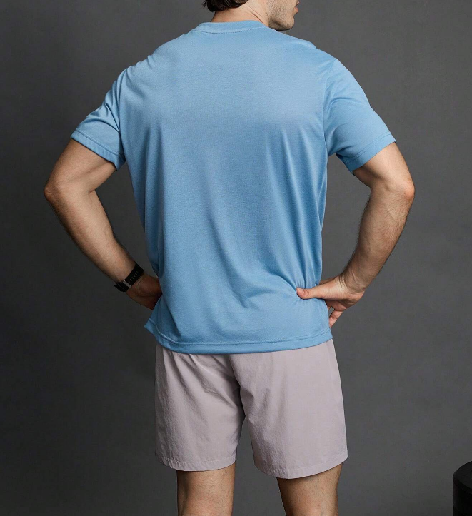 Camiseta Fitness Hombre – "#POLISHED" Celeste - Talla XL-2