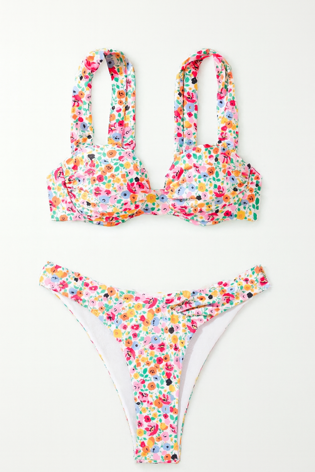 Conjunto de Bikini con Estampado de Flores Pequeñas - Talla XL-0