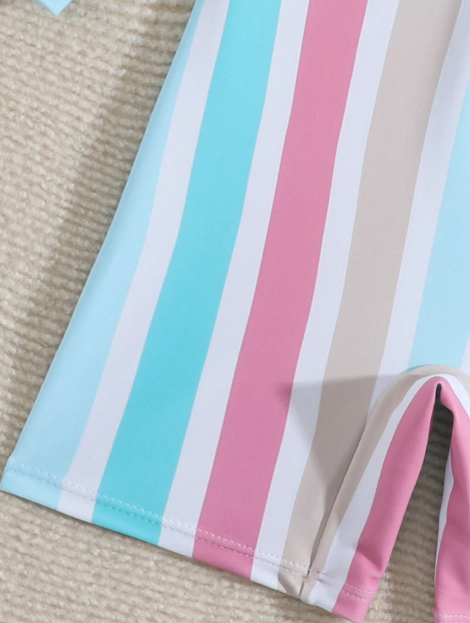 🌈 Traje de Baño Bebé “Rayas Pastel” - 9 a 12 meses-2