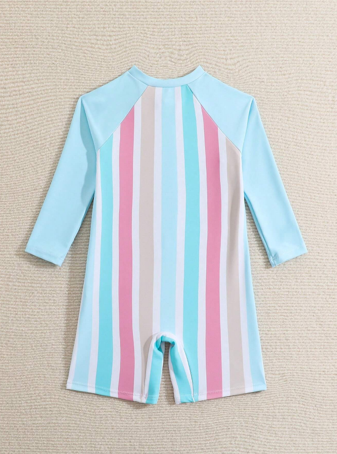 🌈 Traje de Baño Bebé “Rayas Pastel” - 9 a 12 meses-3