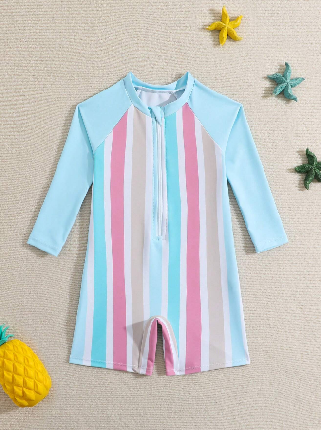 🌈 Traje de Baño Bebé “Rayas Pastel” - 9 a 12 meses-4