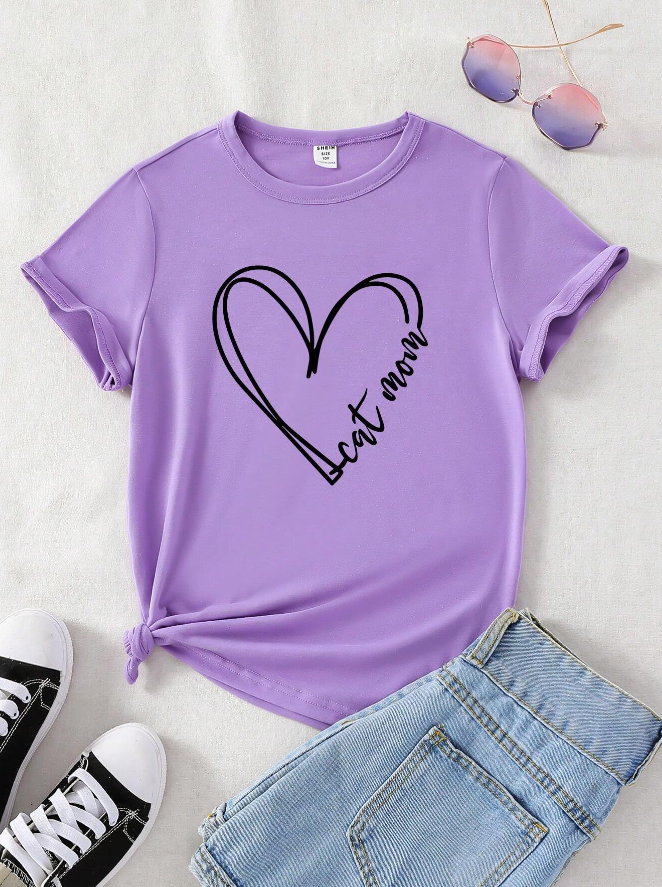 💜 Polera Morada "Cat Mom" - Talla 9 años-2