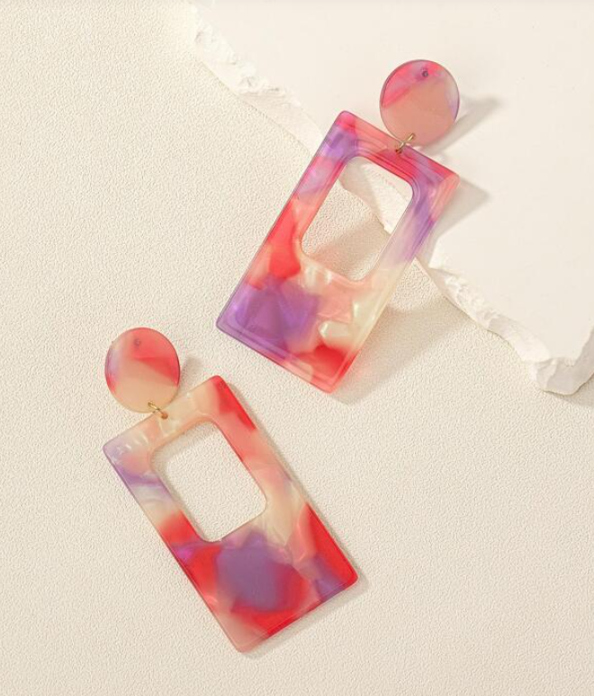 Pendientes Geométricos Multicolor - Estilo Moderno-2