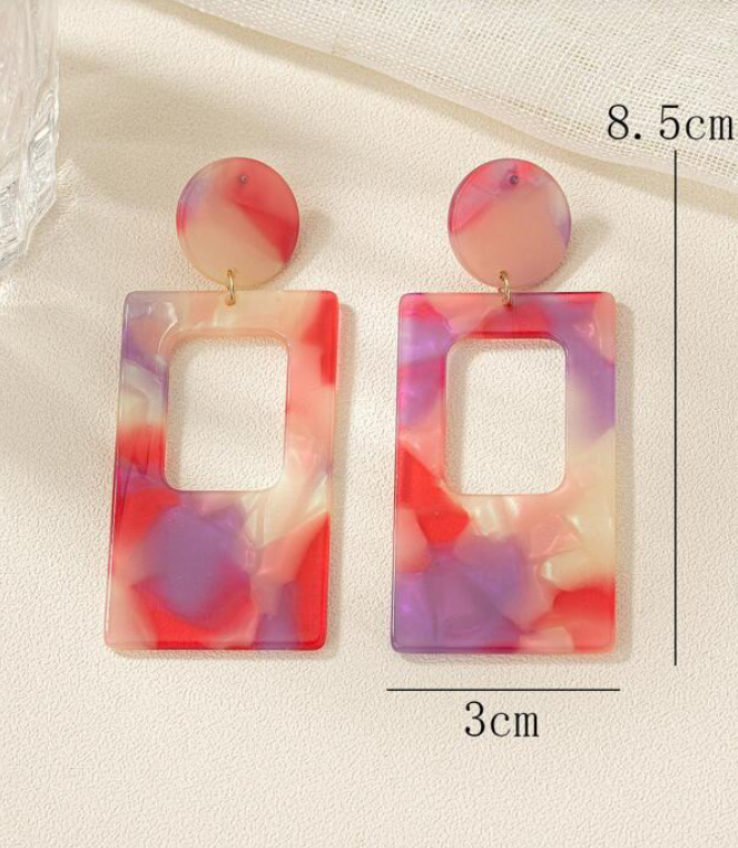 Pendientes Geométricos Multicolor - Estilo Moderno-3
