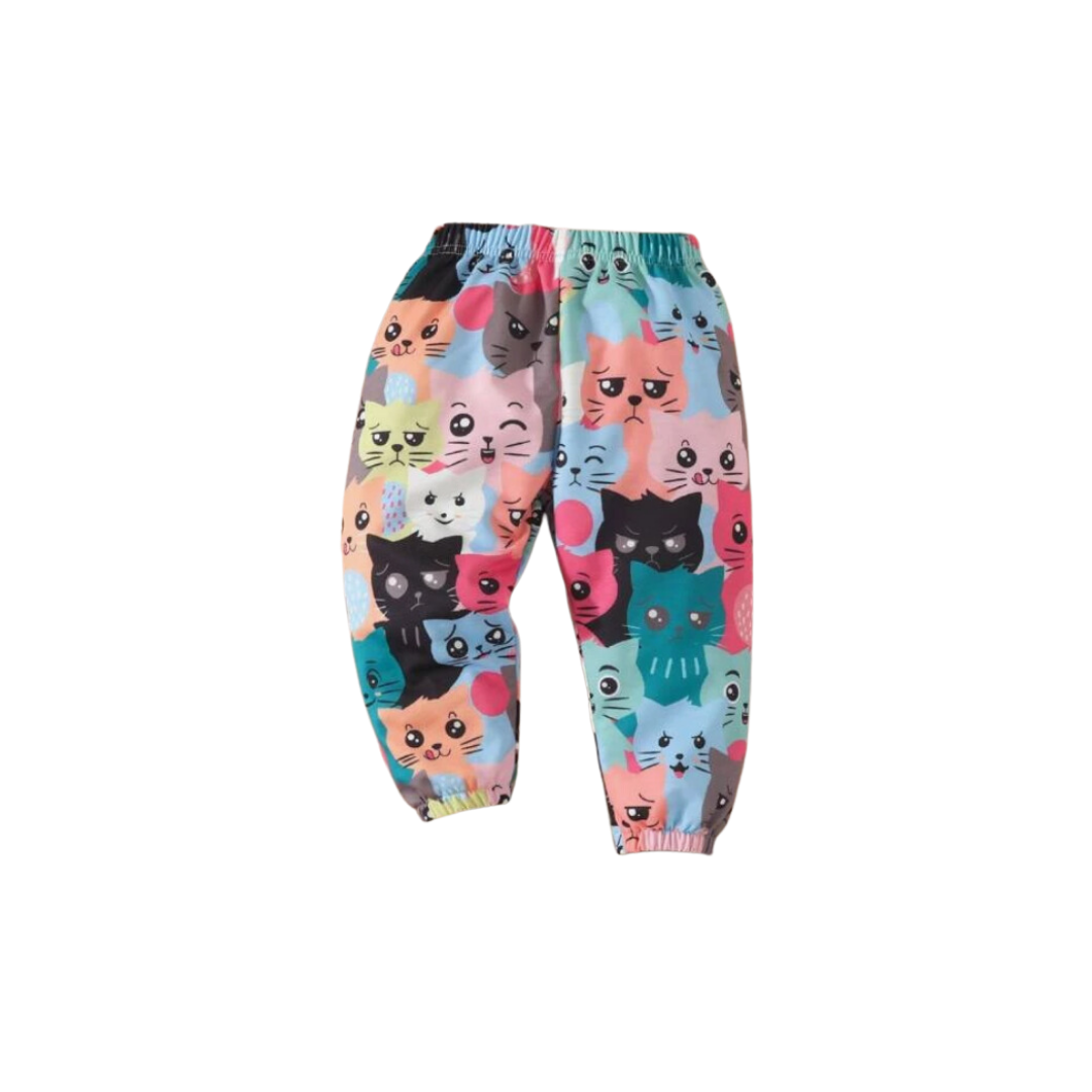 Pantalón Estampado de Dibujos Animados Multicolor para Niños y Niñas-0