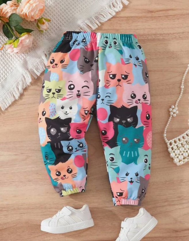 Pantalón Estampado de Dibujos Animados Multicolor para Niños y Niñas-1