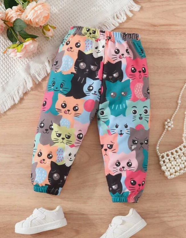 Pantalón Estampado de Dibujos Animados Multicolor para Niños y Niñas-3
