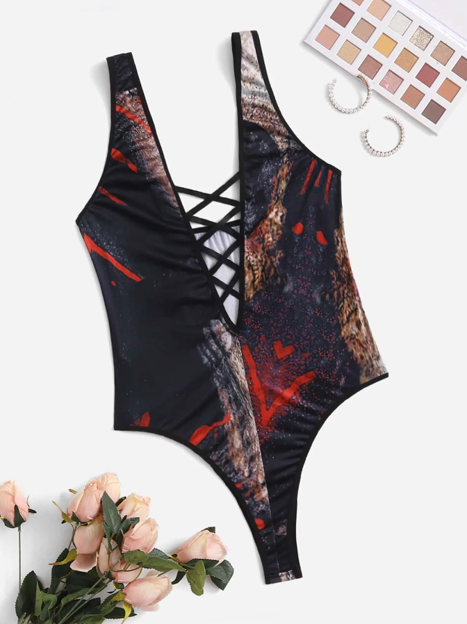 Body Cruzado con Estampado Gráfico Multicolor-2