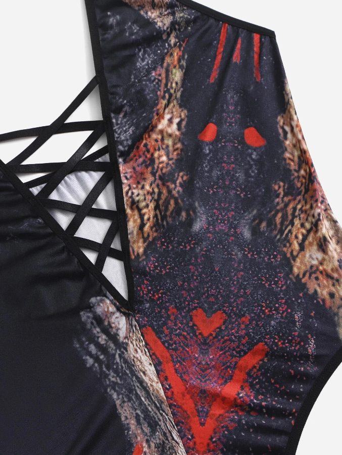 Body Cruzado con Estampado Gráfico Multicolor-5