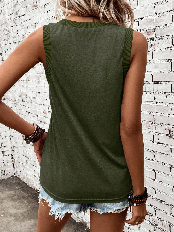 Camiseta Sin Mangas de Unicolor para Mujer - Talla XL-1