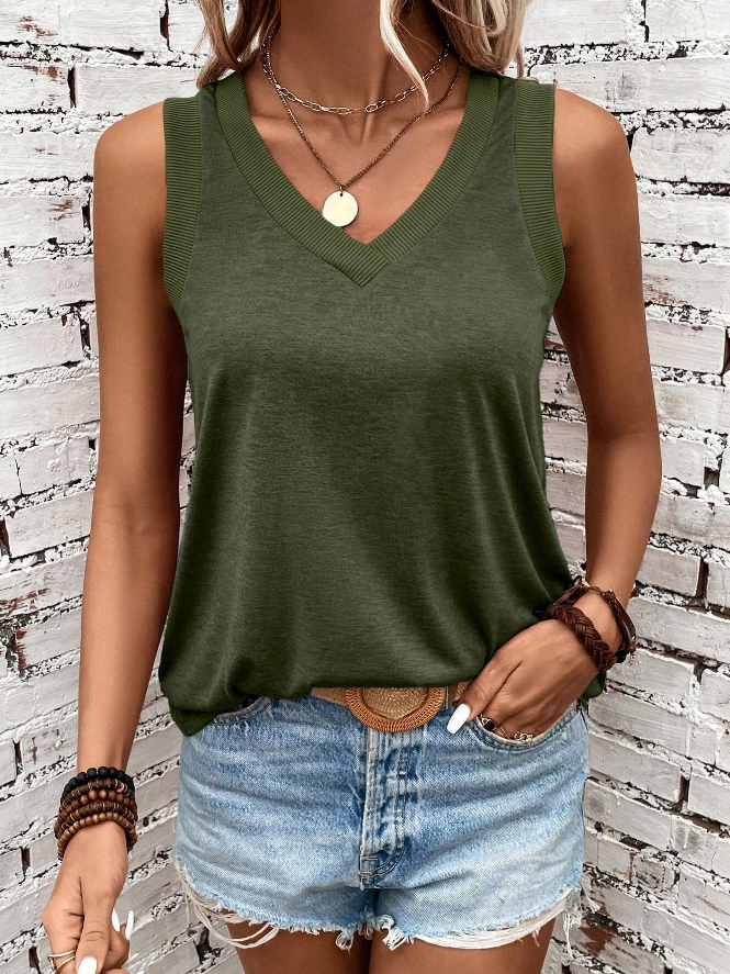 Camiseta Sin Mangas de Unicolor para Mujer - Talla XL-6