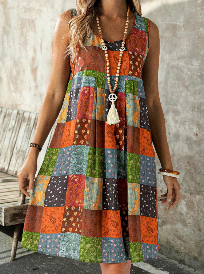 Vestido de Mujer de Tejido sin Mangas con Estampado de Paisley - Talla XL-2