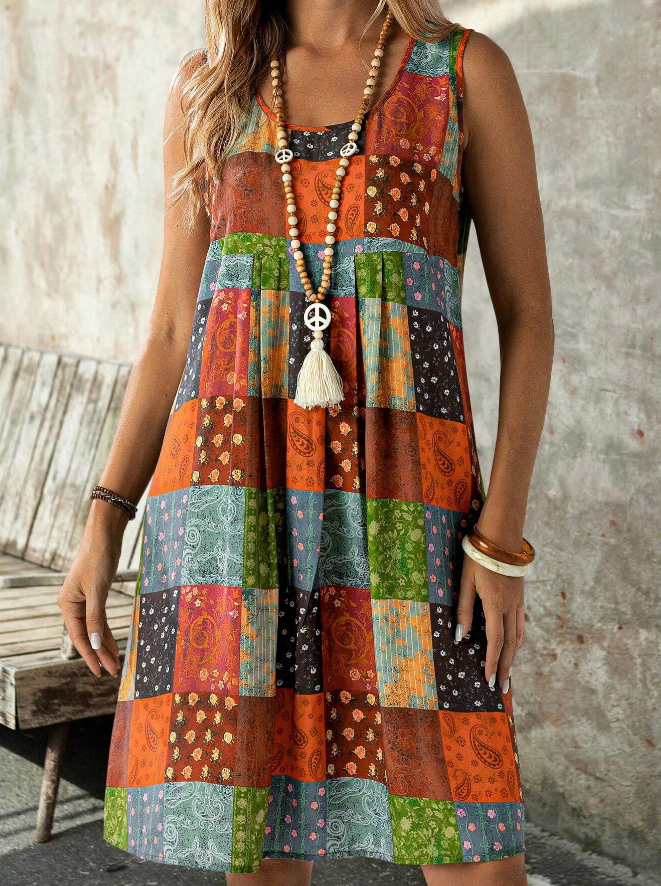 Vestido de Mujer de Tejido sin Mangas con Estampado de Paisley - Talla XL-3