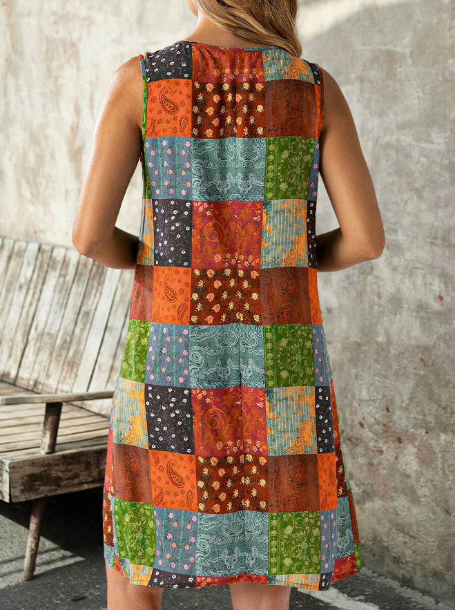 Vestido de Mujer de Tejido sin Mangas con Estampado de Paisley - Talla XL-6