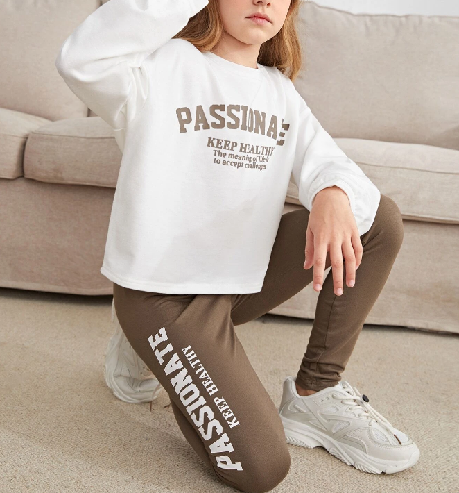 Conjunto Infantil – Sudadera con Frase + Leggings - Talla 9 años-2