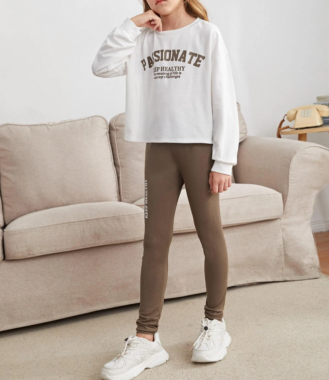 Conjunto Infantil – Sudadera con Frase + Leggings - Talla 9 años-3