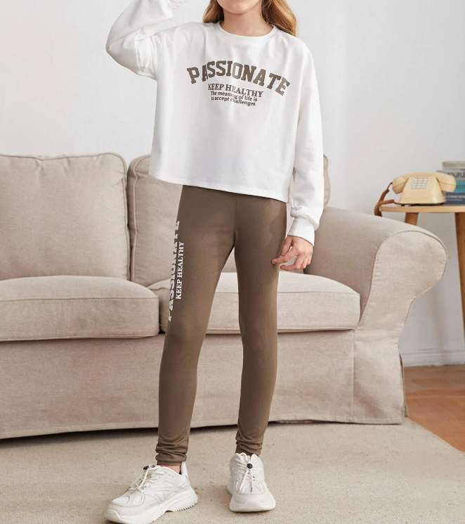 Conjunto Infantil – Sudadera con Frase + Leggings - Talla 9 años-4