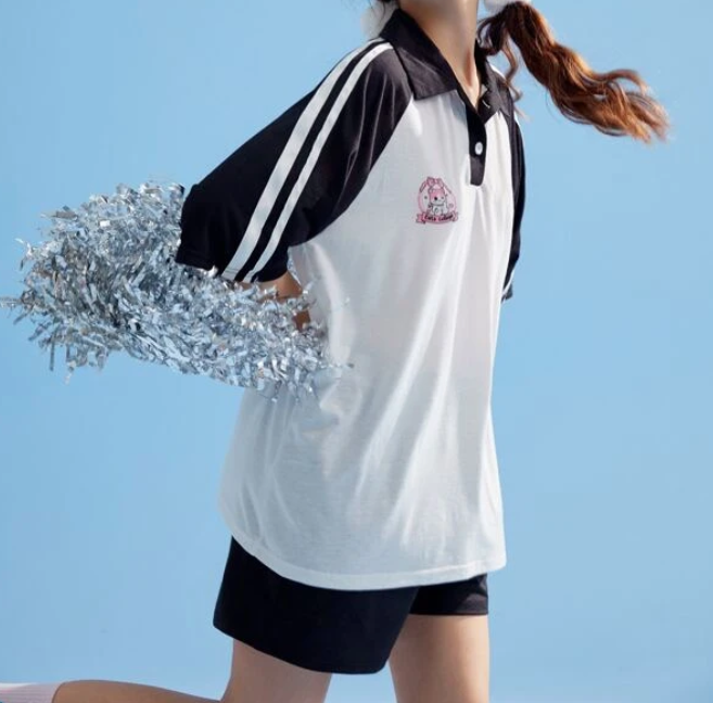 Conjunto Deportivo Polo Casual - Blanco y Negro-3