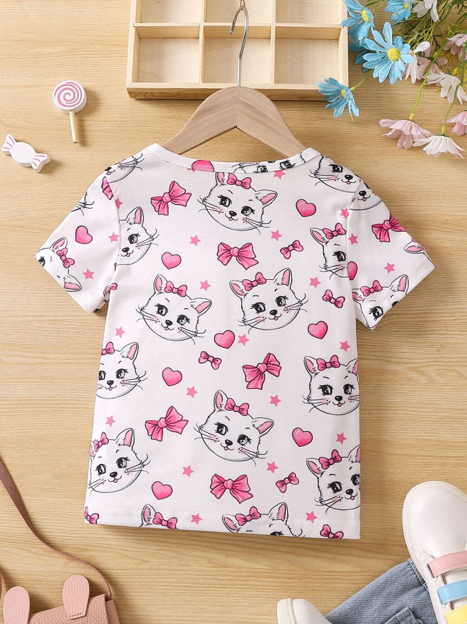Camiseta Casual Infantil con Estampado de Dibujos Animados-2