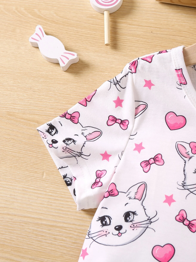 Camiseta Casual Infantil con Estampado de Dibujos Animados-4