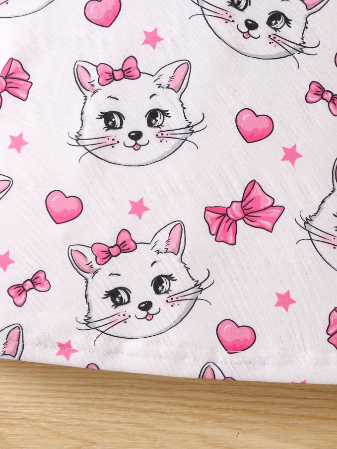 Camiseta Casual Infantil con Estampado de Dibujos Animados-5