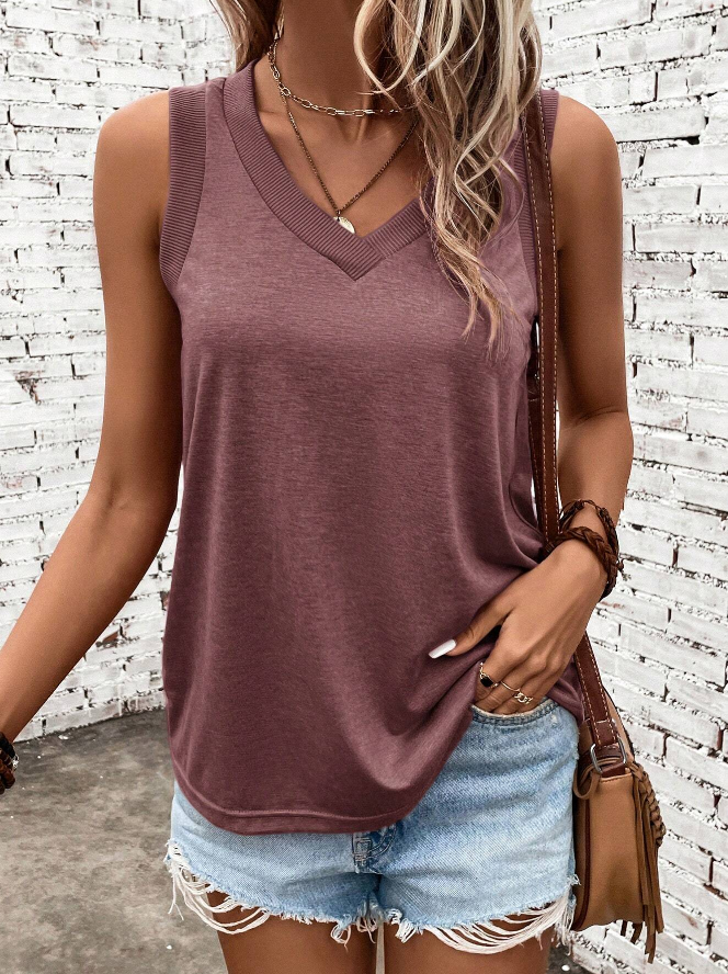 Camiseta Sin Mangas de Unicolor para Mujer - Talla L-5