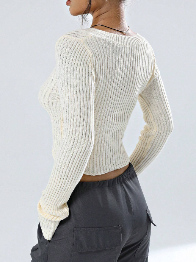 🤍 Jersey Corto de Color Sólido para Mujer - Talla XL-2