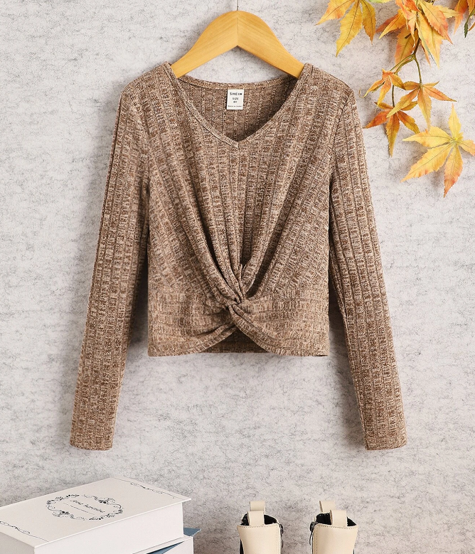 Top Casual con Pliegues - Caqui-3