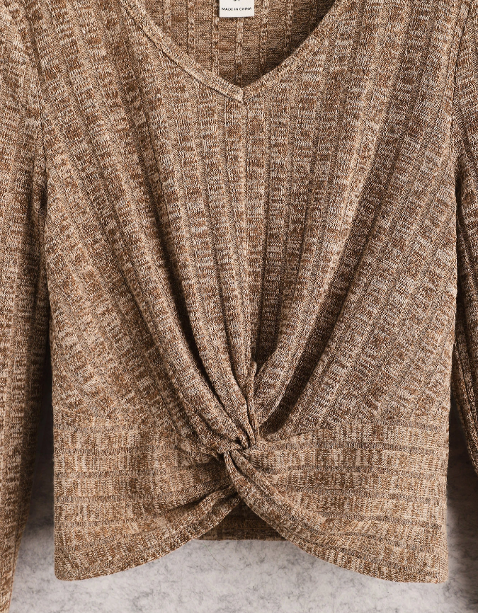 Top Casual con Pliegues - Caqui-5