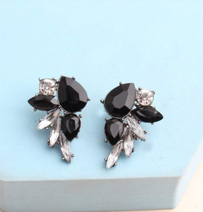 Pendientes Elegantes Blanco y Negro-3